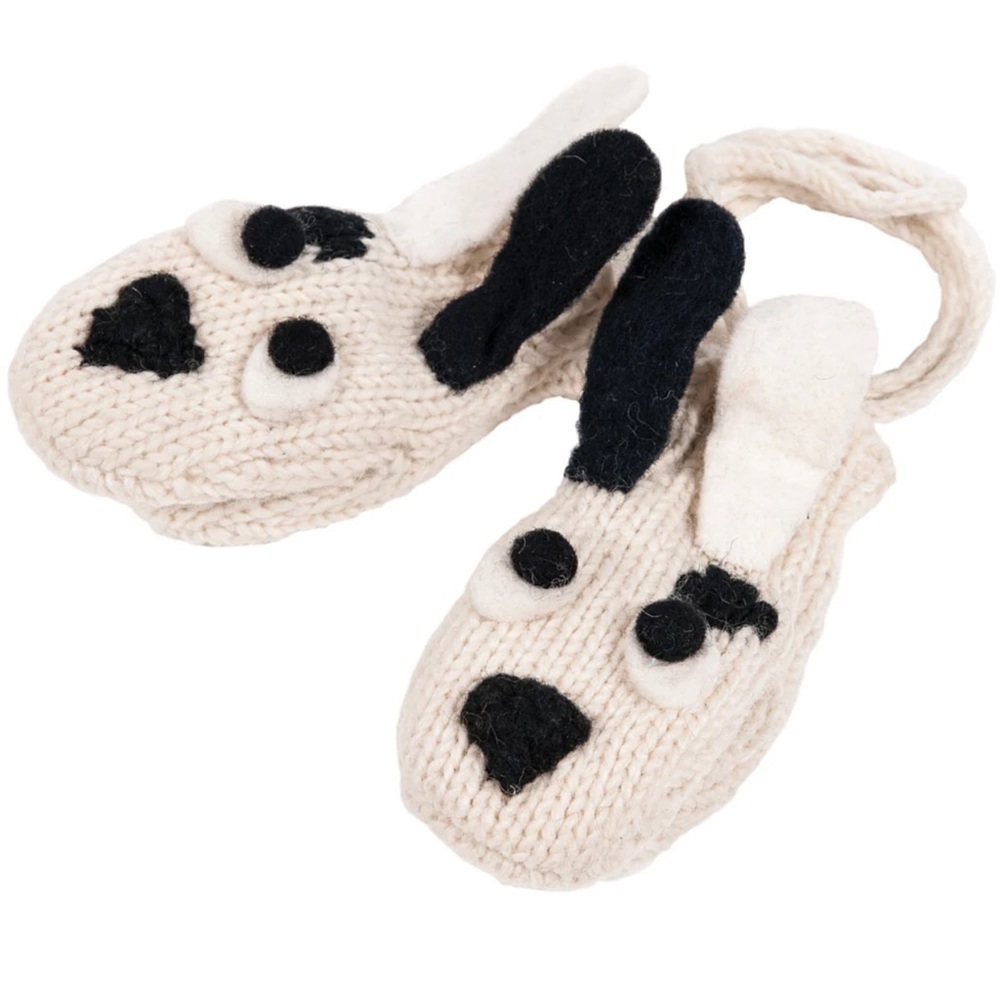 NWT NIRVANNA DESIGNS PUPPY2 Hand Made in Nepal Wool gloves mittens small age 1-3